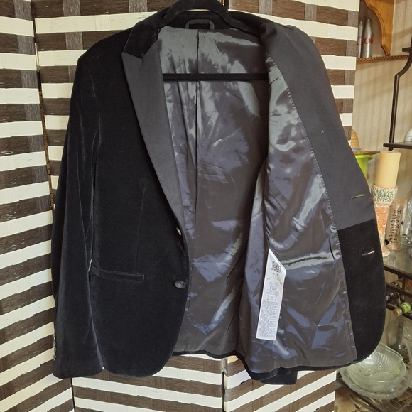 Armani Exchange A/X Black Velvet Single-Breasted Sportcoat Blazer Men Size 38 - Picture 7 of 16